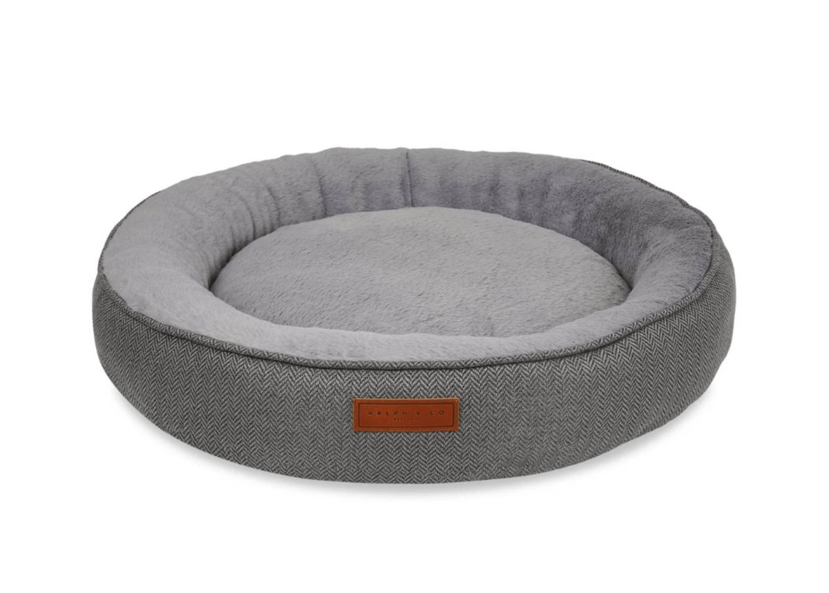 The Balmoral — Luxury Herringbone Calming Donut Dog Bed
